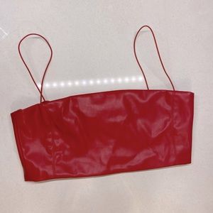 Babyboo Fashion Red Leather Bra Top
